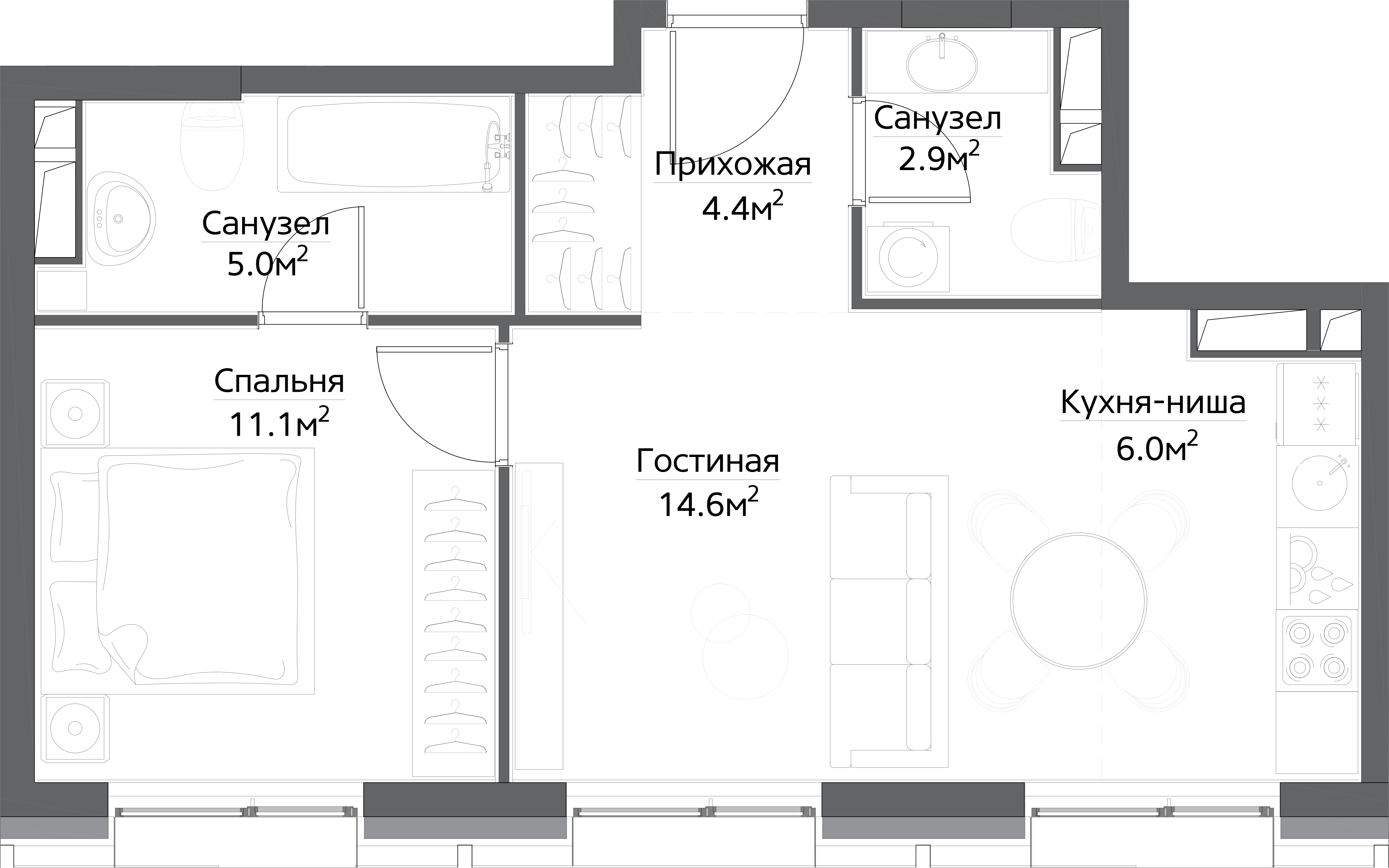 Планировка двухкомнатной квартиры 86,2м в дельфине